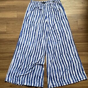 Zac & Rachel Blue/White Stripe Wide Leg Palazzo Pants Women's Size Large